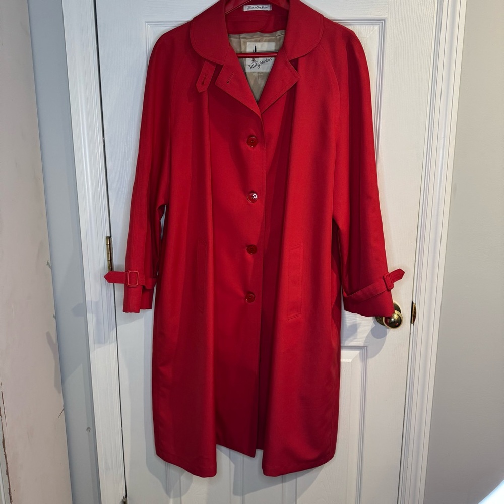 VTG Misty Harbor Red Rain Coat Trench Jacket Size 20 Petite Women’s
